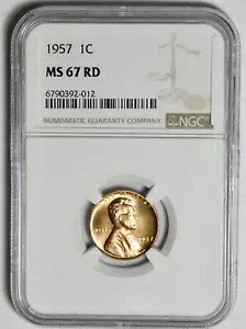 1957 リンカーン小麦セントは希少です!ハイグレード。 NGC MS-67 RD|WORLD RESOURCE【KING店】