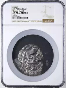 NGC MS70 中国 2017 チベタン マスティフ 藏? メダル シルバー 355g｜WORLD RESOURCE【KING店】