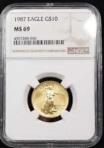 NGC 1987 $10 1/4 オンス ゴールド イーグル MS69 #4597280-36|WORLD RESOURCE【KING店】