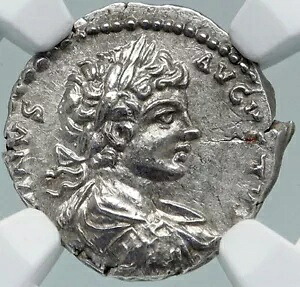CARACALLA 古代ヴィンテージ 205AD シルバー ローマ デナリウス コイン FELICITAS NGC i87748|WORLD RESOURCE【KING店】