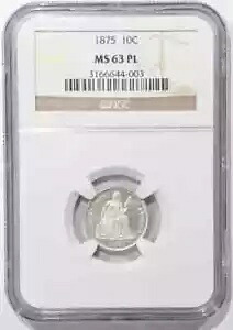 1875 P リバティ シーテッド ダイム NGC MS-63 PL|WORLD RESOURCE【KING店】