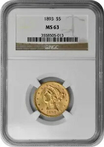 1893年 $5 ゴールド リバティ ヘッド MS63 NGC|WORLD RESOURCE【KING店】