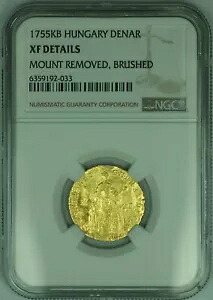 1755KB ハンガリー 1 ドゥカート 金貨 - マリア テレジア NGC XF デッツ/マウント除去-ブラッシュド|WORLD RESOURCE【KING店】