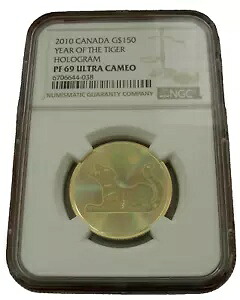 カナダ 2010 ゴールド $150 NGC PF69UC タイガー年ホログラム