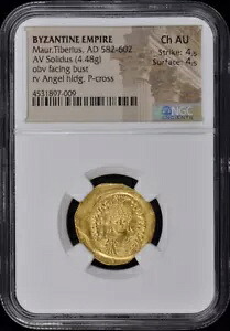 Maur.Tiberius, AD 582-602 ビザンチン帝国 AV ソリダス NGC AU55｜WORLD RESOURCE【KING店】 348,480円