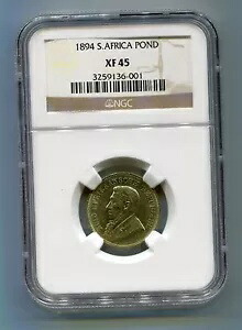 1894 南アフリカ南アフリカ クルーガー ポンド NGC XF 45 - グレート コイン - 低鋳造