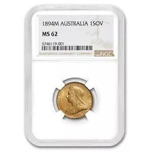 1894-M オーストラリア ゴールド ソブリン ビクトリア ベイルド ヘッド MS-62 NGC｜WORLD RESOURCE【KING店】