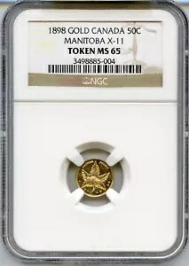 1898 $1/2D バッファロー、メープルリーフ マニトバ / カリフォルニア ゴールド / グリーン #780 NGC MS65