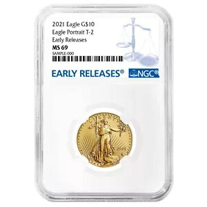 2021 $10 タイプ 2 アメリカン ゴールド イーグル 1/4 オンス NGC MS69 ER ブルー ラベル｜WORLD RESOURCE【KING店】