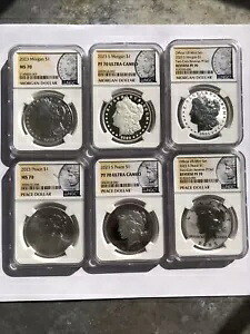 2023 - MS70 NGC モーガン & ピースの 6 コイン マッチ セット (全 3 デザイン)!手に。