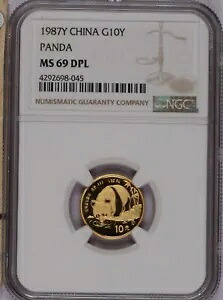 1987-Y ゴールドパンダ 10 元 NGC MS69 DPL。ポップ 4、最高級として知られています。|WORLD RESOURCE【KING店】