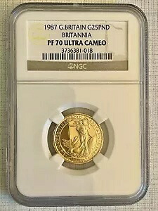 イギリス 1987 ブリタニア 25 ポンド 1/4 オンス 金貨 NGC PF70 UC Sku# 1264|WORLD RESOURCE【KING店】