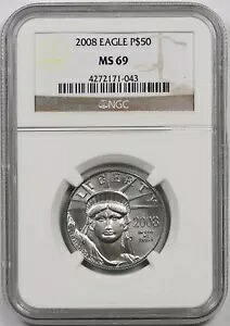2008 プラチナ イーグル $50 0.5 オンス MS 69 NGC 1/2 オンス プラチナ .9995
