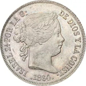 スペイン 1864M 4 レアル女王イザベル 2 世 PCGS MS64｜WORLD RESOURCE【KING店】 357,390円