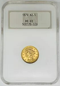 1879 $2.5 リバティ ヘッド クォーター イーグル ゴールド コイン NGC ファッティ MS 63