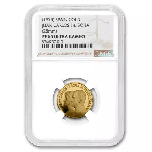 (1975) スペイン フアン カルロス & ソフィア プルーフ 金メダル PF-65 NGC|WORLD RESOURCE【KING店】