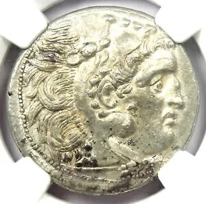 リシマコス トラキア AR シルバー テトラドラクマ リシマコス 305 BC - 認定 NGC AU