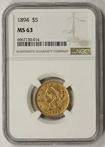 1894 リバティ ヘッド ハーフ イーグル ゴールド $5 MS 63 NGC