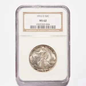 1916-D リバティー ウォーキング シルバー ハーフダラー NGC MS62