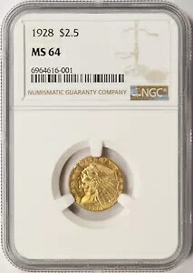1928年 $2.5 インディアン ゴールド クォーター イーグル NGC MS64|WORLD RESOURCE【KING店】