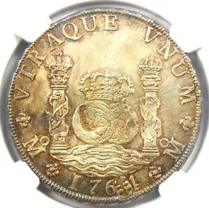 1764 メキシコ ピラー ドル 8 レアル コイン 8R - NGC 未流通詳細 (UNC MS)