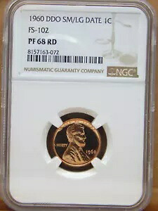 1960 NGC グレード PF68 RD レッド Sm/Lg デイト FS-102 カメオ リンコリン ウィート セント (BT312)｜WORLD RESOURCE【KING店】