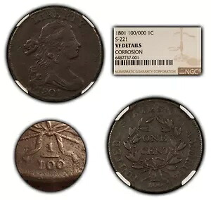 1801 1c ドレープ バスト ラージ セント 100/000 バラエティ S-221 - NGC VF デッツ - SKU-B2802｜WORLD RESOURCE【KING店】