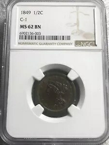 1849 ハーフセント - C-1 NGC MS-62 BN 編み込みヘア｜WORLD RESOURCE【KING店】