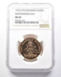 1975/1973 バハマ 200 ドル ゴールド 独立記念日 MS69 NGC *5351｜WORLD RESOURCE【KING店】