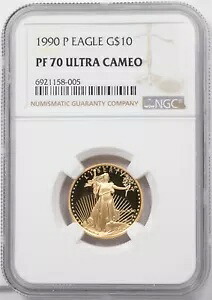 1990-P $10 1/4oz ゴールドイーグル NGC PF70 ウルトラカメオ NG2000｜WORLD RESOURCE【KING店】