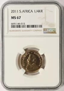 2011 南アフリカ ゴールド 1/4 クルーガーランド NGC MS67 1/4oz ファイン トップ ポップ 1/0｜WORLD RESOURCE【KING店】