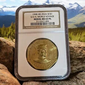 1908年 ファイティングボブ・エヴァンス いわゆるドル HK352a アメリカ海軍 NGC MS62PL トップポップ！