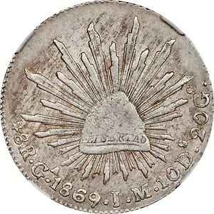 メキシコ シルバー 8 レアレス 1869-Ga JM グアダラハラ ミント NGC MS-60!とても珍しいです！｜WORLD RESOURCE【KING店】