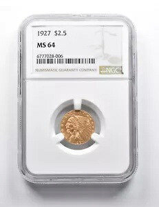 MS64 1927 $2.50 インディアン ヘッド ゴールド クォーター イーグル NGC *1598｜WORLD RESOURCE【KING店】