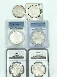 6- 米国モルガン銀ドル PCGS/NGC 1879-S、1881-S、1885-O、1889-O、1888、1889｜WORLD RESOURCE【KING店】