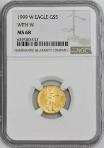1999 W $5 アメリカン ゴールド イーグル W MS68 NGC 946677-1