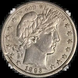 1893-S Barber ハーフダラー NGC AU 詳細 キー日付 ナイス ストライク