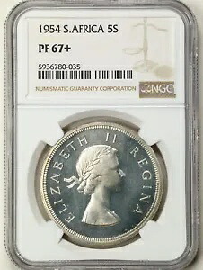 南アフリカ 5S 1954 プルーフ 5 シリング KM# 52 PF67+ NGC 5936780-035|WORLD RESOURCE【KING店】