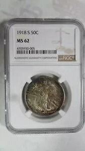 アメリカ アメリカ US ウォーキング リバティ ハーフダラー、1918 S、NGC MS 62 良い調子|WORLD RESOURCE【KING店】