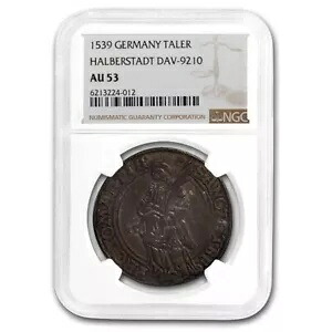 1539 ドイツ州ハルバーシュタット シルバー ターラー AU-53 NGC 367,785円