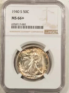 1940-S ウォーキング リバティ ハーフダラー NGC MS-66+ プレミアム品質!オリジナル、素晴らしい!｜WORLD RESOURCE【KING店】