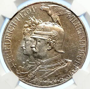 1901 年 ドイツ ドイツ連邦共和国 プロイセン ヴィルヘルム 2 世 シルバー 5 マルク  NGC i106229