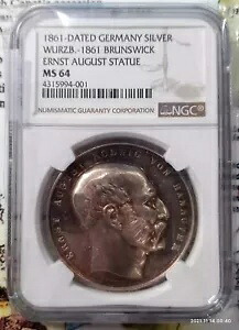 ドイツ 1861 年 ヴルツブ ブランズウィック エルンスト 8 月像 銀メダル NGC MS64｜WORLD RESOURCE【KING店】