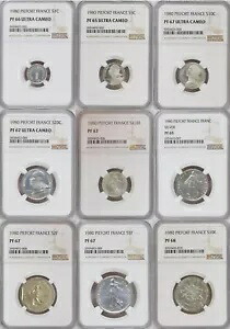フランス、シルバー ピーフォート セット 1 センチメートル - 10 フラン 1980 NGC PF65-68、レアリュー｜WORLD RESOURCE【KING店】