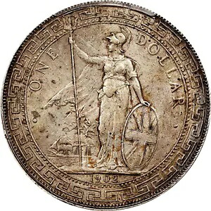 イギリス エドワード 7 世貿易ドル 1902-C PCGS AU58 ゴールド シールド カルカッタ ミント｜WORLD RESOURCE【KING店】