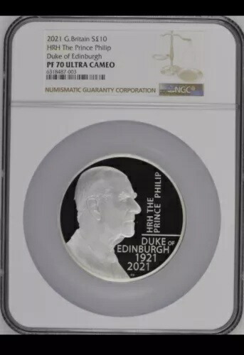 2021 10 オンス シルバー プルーフ ?10 コイン プリンス フィリップ メモリアル NGC PF70 UCAM ボックス & COA 345,015円