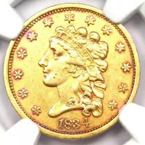 1834 クラシック ゴールド クォーター イーグル $2.50 コイン - 認定 NGC AU 詳細 - レア!