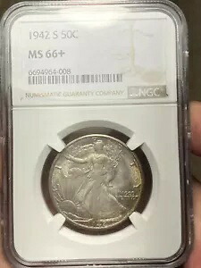1942-S ウォーキング リバティ ハーフダラー MS66+ - 引き締まった!｜WORLD RESOURCE【KING店】