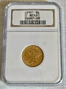 USA 1907 リバティ $5 ゴールド NGC MS63 SKU# 3460｜WORLD RESOURCE【KING店】