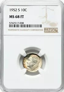 1952-S シルバー ルーズベルト ダイム 10c NGC MS68FT レインボー調光沢クロスオーバー｜WORLD RESOURCE【KING店】